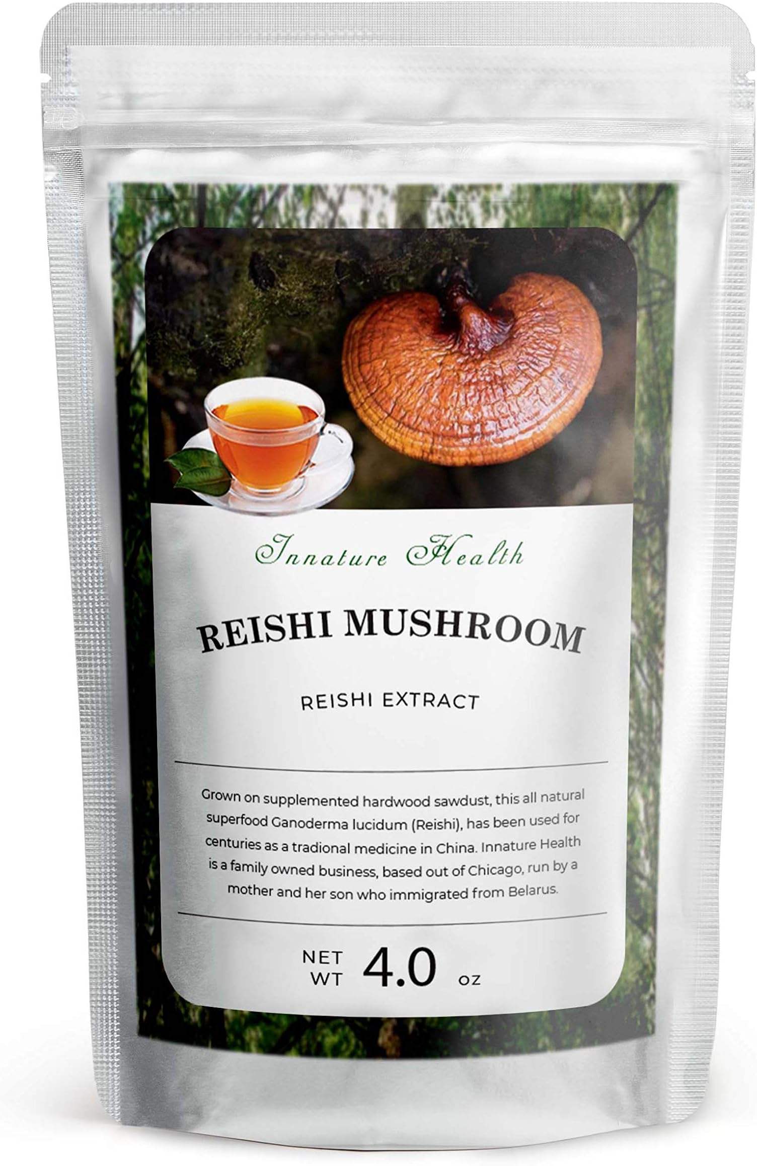 Innature Health Organic Red Reishi Mushroom Powder – Reishi Powder – Stress and Immune Support – Sleep Promoting, Stress-Soother Supplement – Perfect for Shakes, Smoothies, Coffee and Tea – 4 oz.