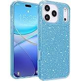 MATEPROX Compatible with iPhone 17 Pro Case 6.3'' [2025], Glitter Bling Trendy Sparkle Protective 3-Layer Shockproof Anti-Scratch Cover for Girls Women -Blue