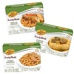 Kosher Mre Meat Meals Ready to Eat, Variety of Stuffed Chicken Breast, Turkey Shwarma, Bone In Chicken (3 Pack Bundle) - Prepared Entree Fully Cooked, Shelf Stable Microwave Dinner