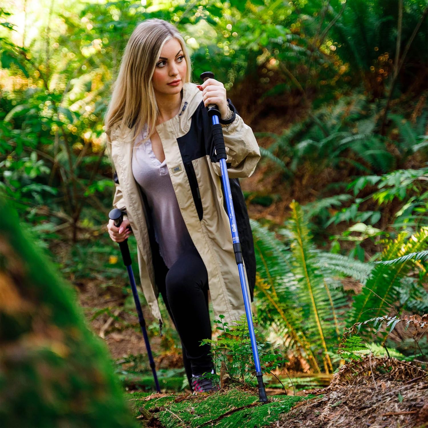 BAFX Products - 2 Pack - Anti Shock Hiking / Walking / Trekking Trail Poles - 1 Pair, Blue, Royal Blue : Sports & Outdoors