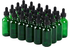 SprayDroplet 24 Pcs, 2oz Glass Dropper Bottle, Leakproof Tincture Bottles with Dropper, Green Reusable Eye Dropper Bottle, for All Kinds of Liquids (Green, 2oz-24pcs)