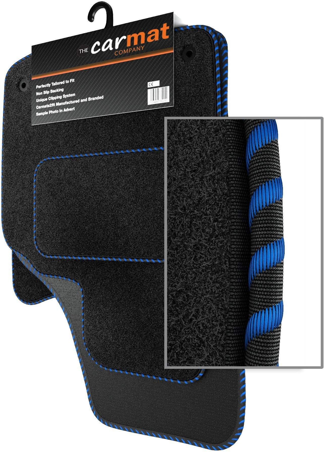 Jeep Grand Cherokee MK3 (2007-2010) Tailored Car Mats Premium (750gm Carpet) Black Blue Trim