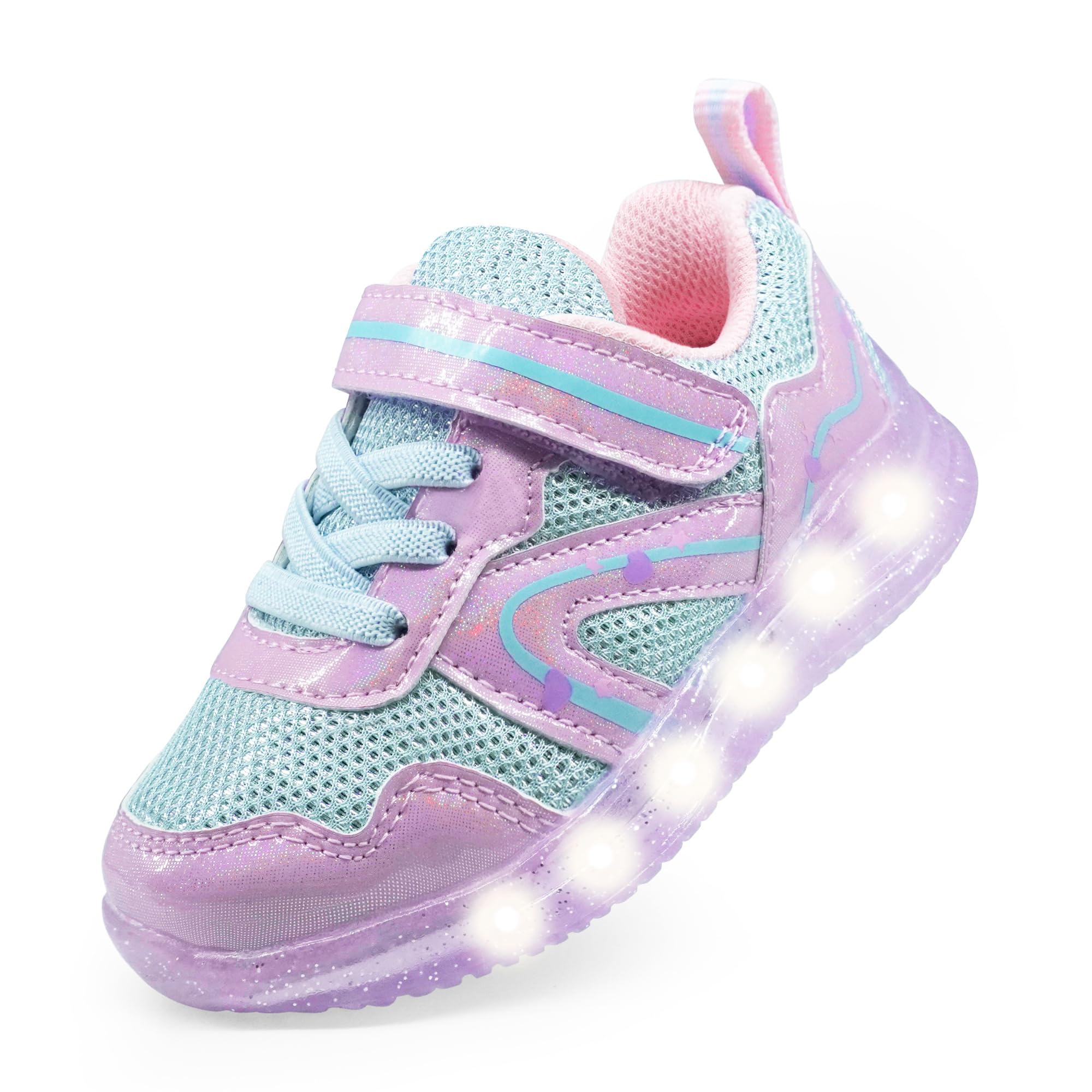 Floranate Size 7 Toddler Shoes Girls Light Up Tennis Wide Toe Box Purple Walking Sneakers for School Image