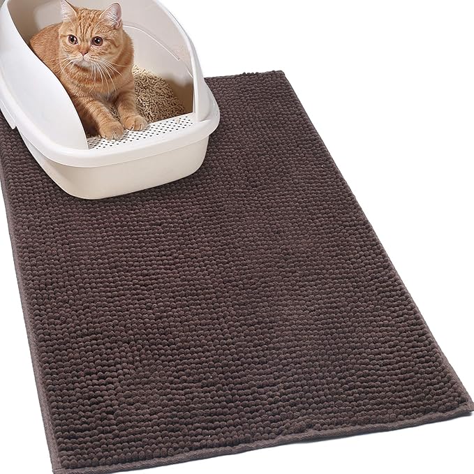 VIVAGLORY Super Soft Microfiber Cat Litter Mat, 80 × 50cm Large Litter