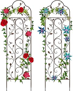 Best Choice Products Set of Two 60x15-inch Iron Arched Garden Trellis w/Branches, Birds for Lawn, Garden, Backyard, Climbing Plants