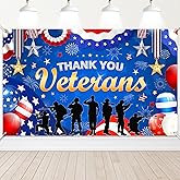 Avezano Veterans Backdrop Thank You Veterans Day Banner Patriotic Soldier Silhouette Thanks Veterans Day Decorations Backdrop 6 x 3.6 ft