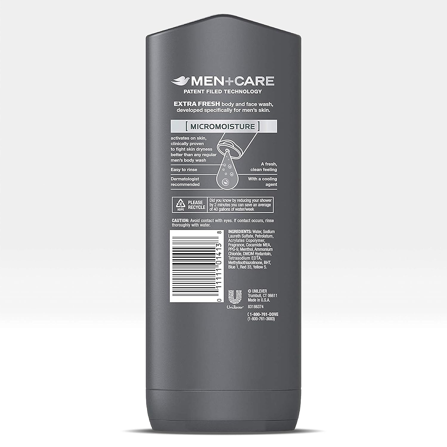 Dove Men+Care Body Wash and Shower Gel Extra Fresh 18 oz 4 Count Dermatologist Recommended Shower Gel and Bodywash Effectively Washes Away Bacteria While Nourishing Your Skin: Beauty