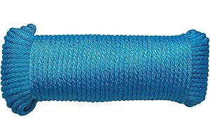 SGT KNOTS Solid Braid Nylon Utility Rope - Multipurpose Smooth Nylon Braided Utility Cord Line - for Anchors, Crafts, Towing 1/4" x 100ft (Royal Blue)
