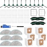 JJ Neumann Replacement Parts Compatible with iRobot Roomba Vacuum Essential Vac Q0520, Q011, Q0120 Essential Combo Y0140, Essential Combo Y0110, 10 x Filters, 10 x Brushes, 6 x Dust Bags &amp; 6 x Mops