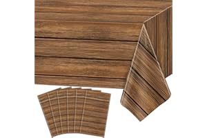 HCJDI 6 Pack Wood Grain Tablecloth Rustic Wood Table Covers Rectangle Brown Table Decoration Vintage Farmhouse Tablecloths fo