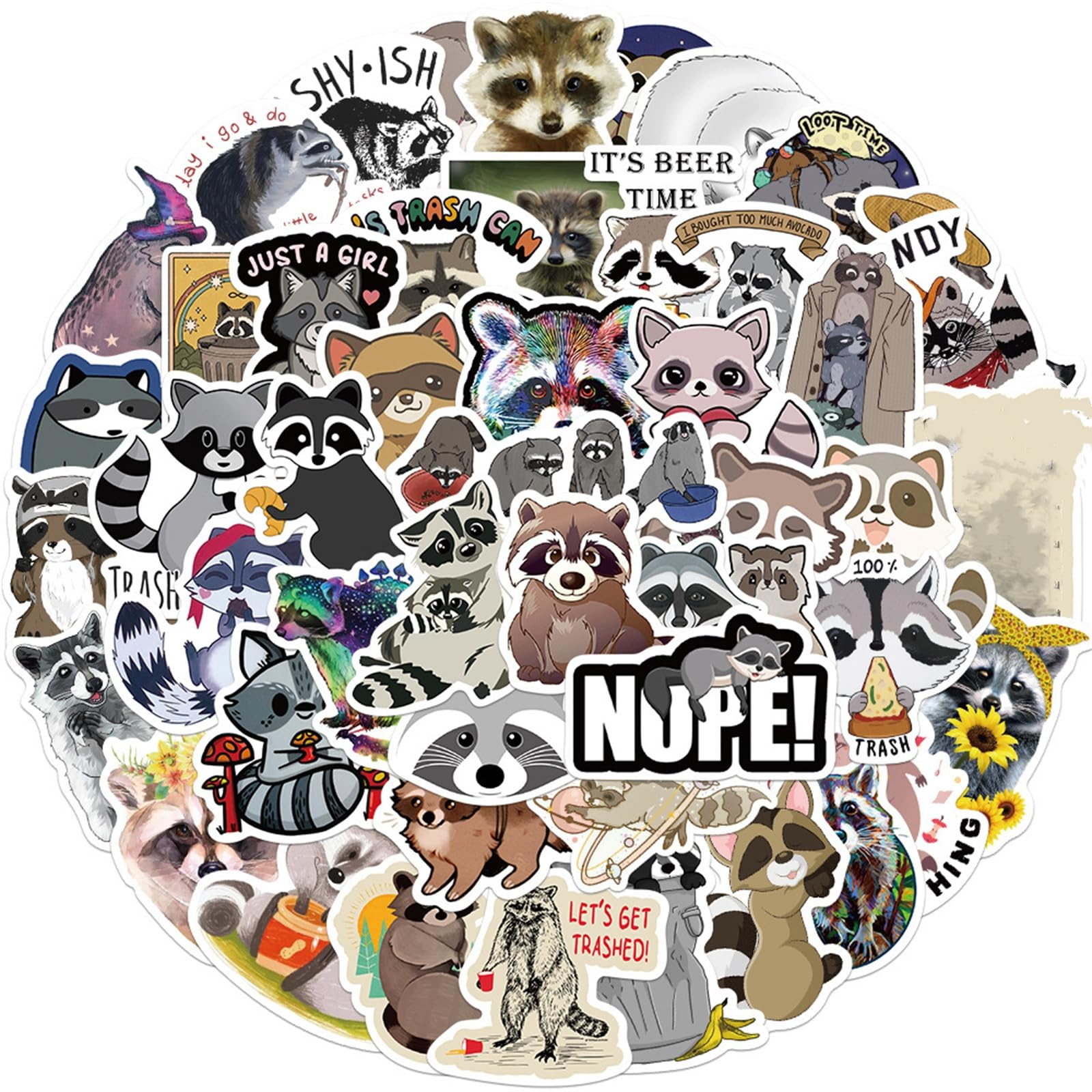 Mua 50Pcs Kawaii Stickers, Cartoon Raccoon Stickers Cute Stickers Pack ...