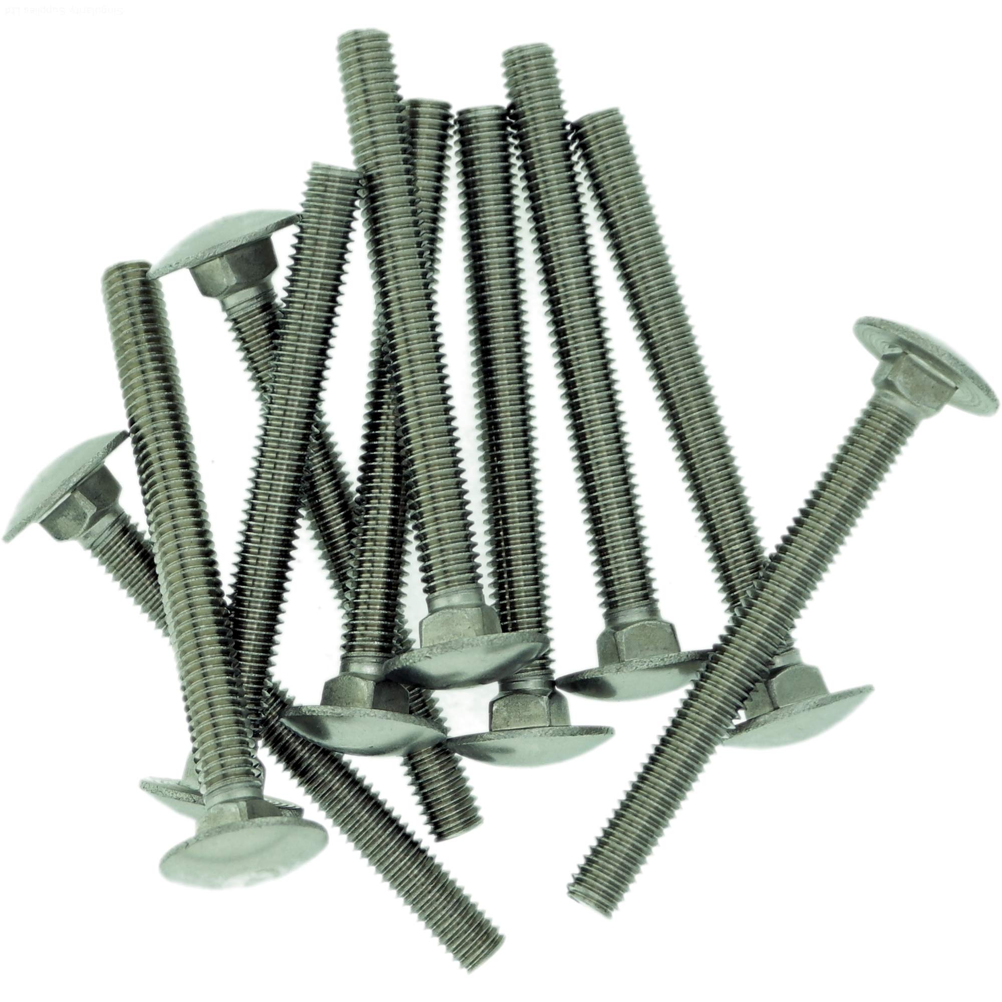 M6 (6mm x 45mm) Cup Square Carriage Bolt (Fully Threaded) - Stainless Steel (A2) (Pack of 10)