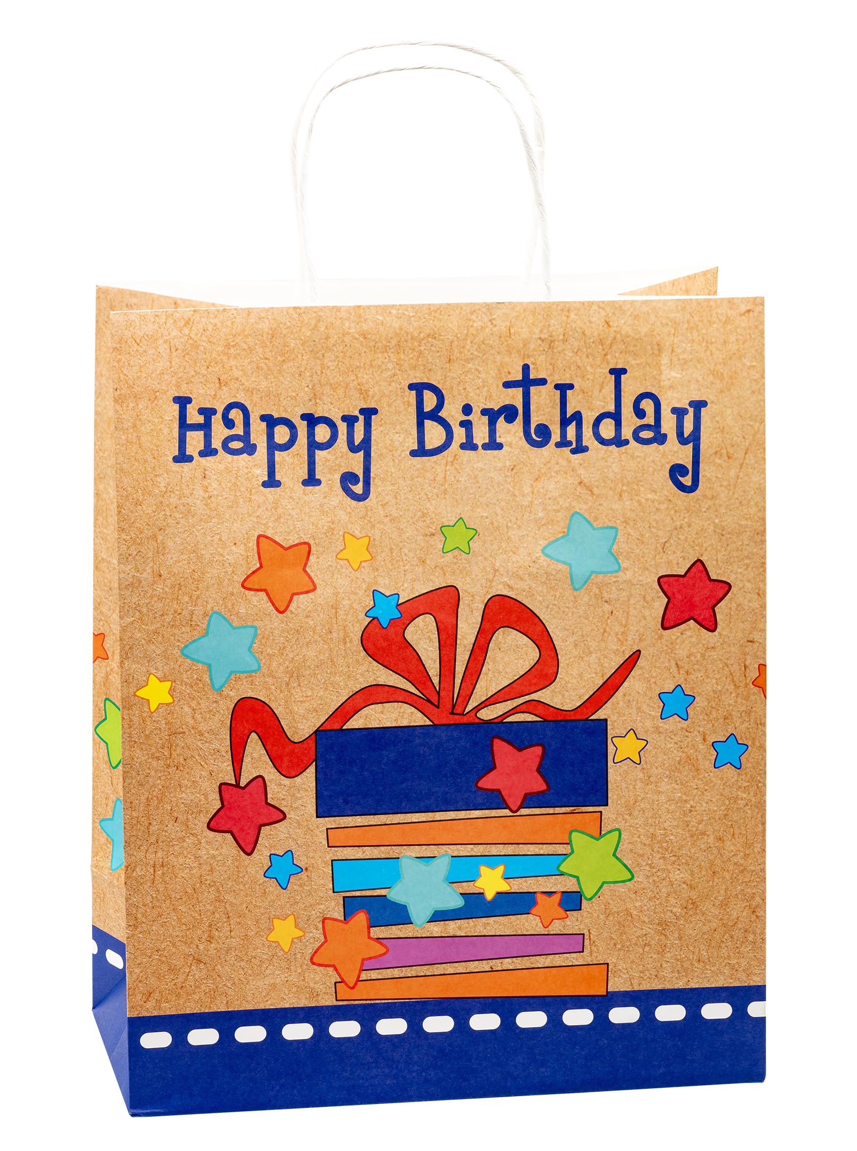 TSI 88315 Happy Birthday Kraft Paper Gift Bags Large 32 x 26 x 13.5 cm Pack of 6