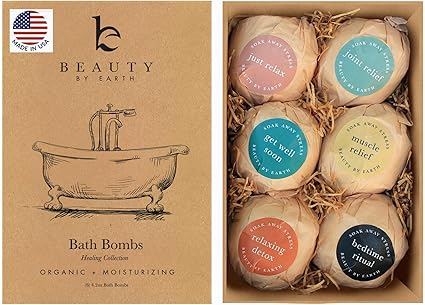 Amazon Com Bath Bombs Gift Set 6 Large With Organic Shea Butter Made In Usa Best Christmas Birthday Gifts For Women Bath Bomb Gifts For Her Bath Bombs For Kids With
