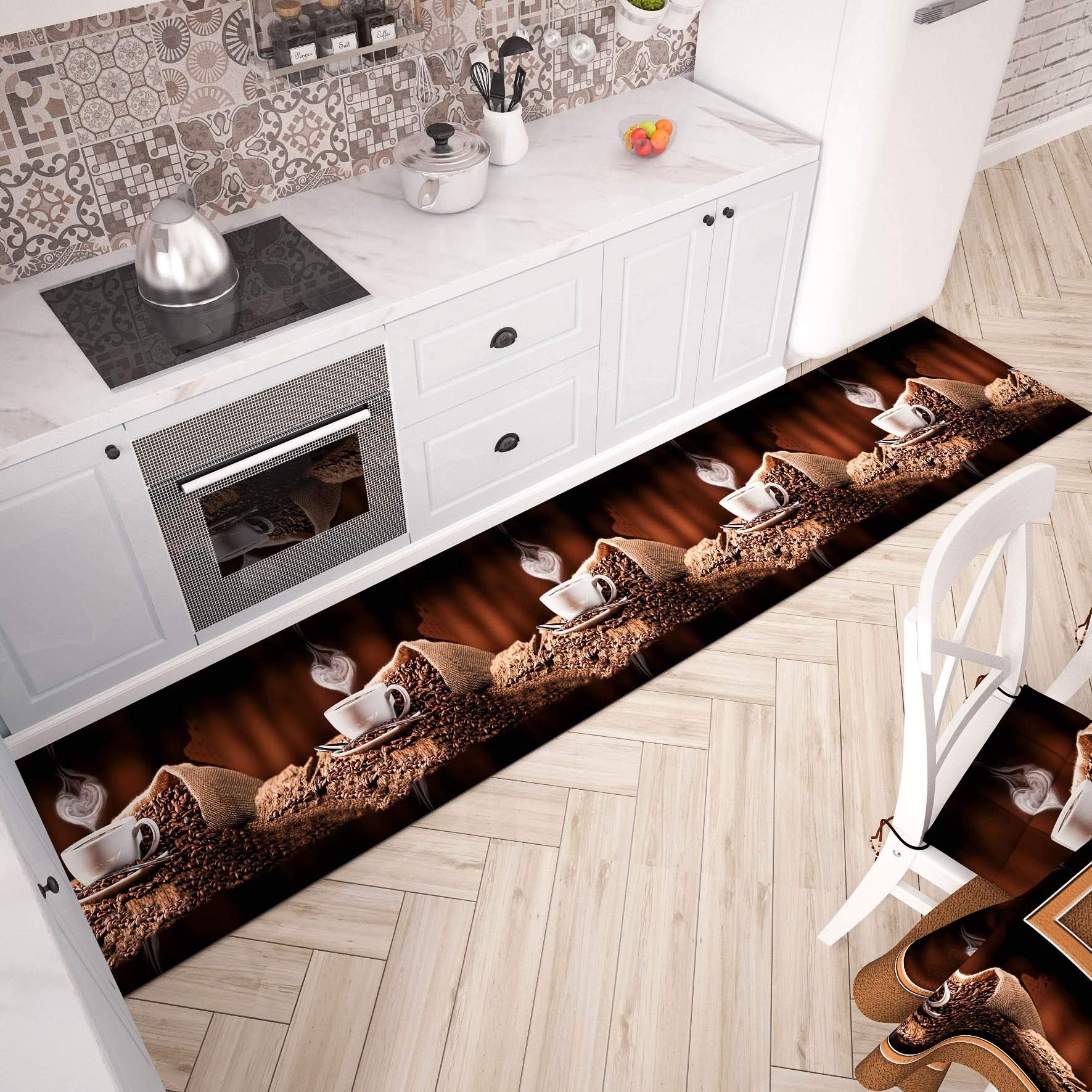 PETTI Artigiani Italiani-Kitchen Rug, Kitchen Rectangualr Rugs, Area Rug, 3D Print Pattern, 100% Made in Italy