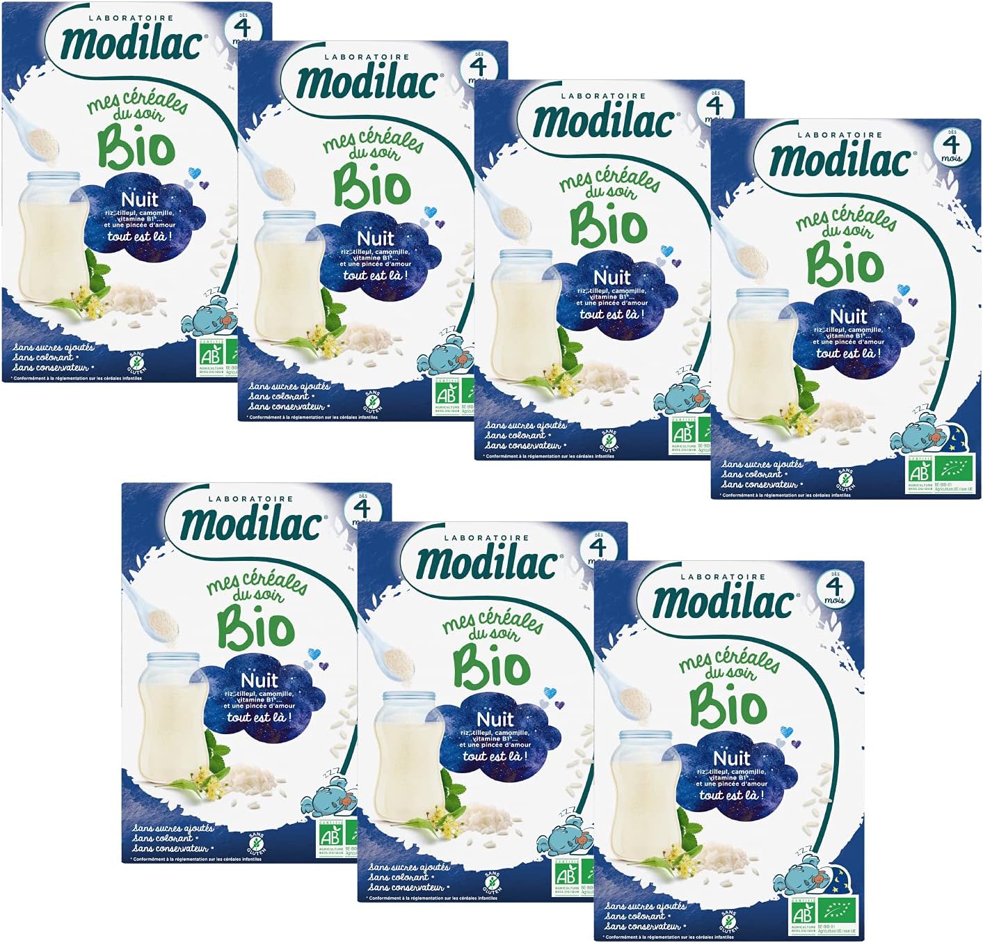 Laboratoire Modilac Cereales Bio Nuit Sans Sucres Ajoutes Des 4 Mois 250g Lot De 7 Amazon Fr Epicerie