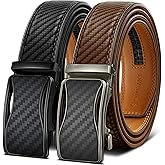 KEMISANT Ratchet Belt For Men 2 Pack,Slide Leather Belt Adjustable For Gift Men Dress Casual Pants Jeans-Cut For Fit