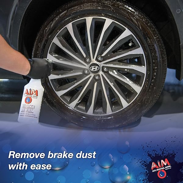 AIM CHEMICALS BRAKE AWAY NON-ACID WHEEL & TIRE CLEANER – HEAVY DUTY DEGREASER & ENGINE CLEANER – REMOVES BRAKE DUST, GREASE, GRIME, ALUMINUM BRIGHTENERS – IDEAL FOR CARS, BOATS, RVS & EQUIPMENT, 1 GAL
