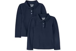 The Children's Place girls Short Sleeve Ruffle Uniform Polo 2 Pack Set