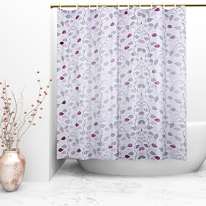 Kuber Industries Floral PVC Shower Curtain with 8 Hooks - 54x84, Multicolour