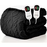 JKMAX Heated Electric Blanket Queen Size-84"x90" Heating Blanket with 10 Heating Levels & 5 Time Settings Over-Heat Protection,Winter Warmer for Adults with ETL Certification(Black)