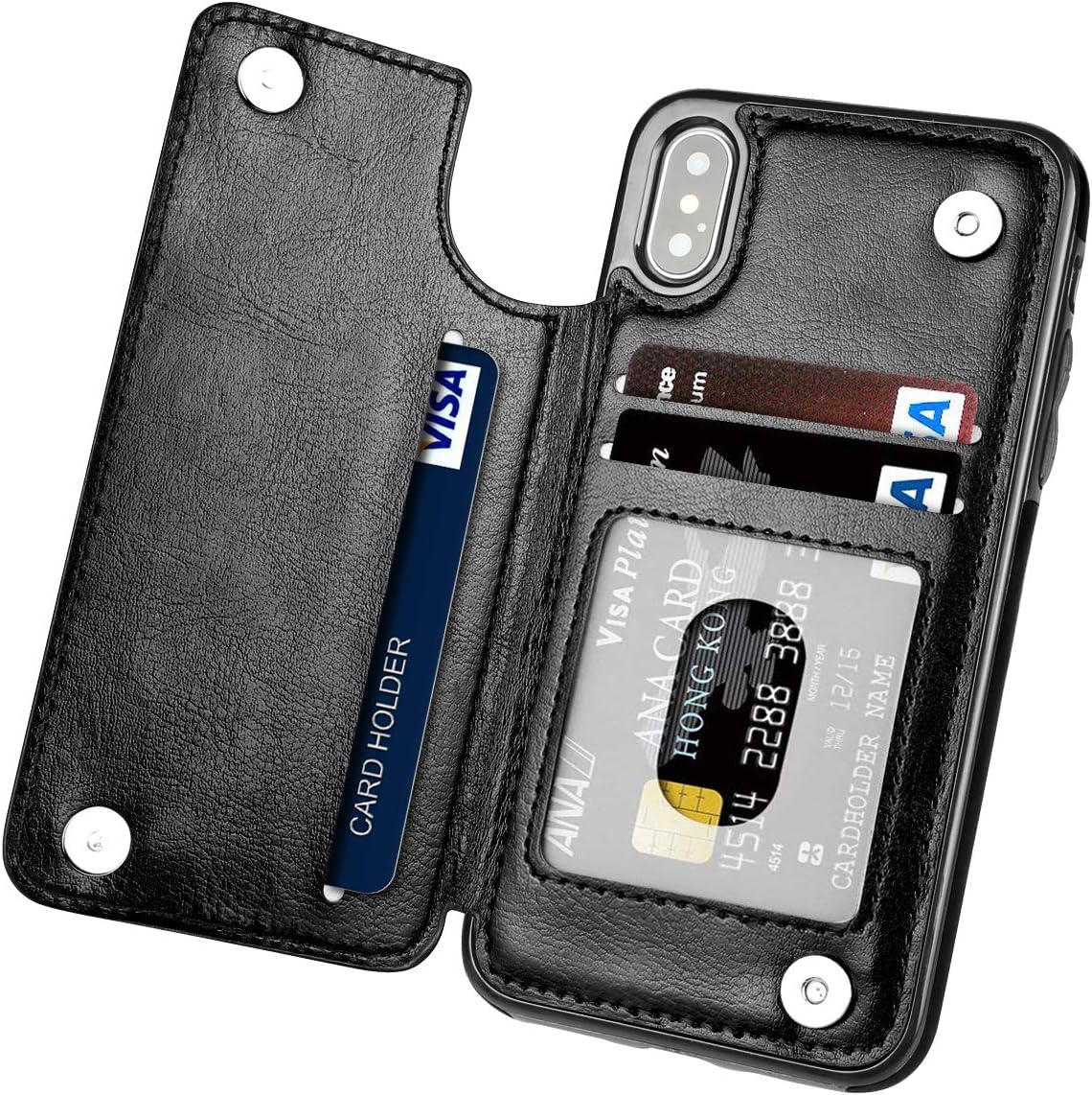 iPhone Xs Max Case,Hoofur Slim Fit Premium Leather iPhone Xs Max Wallet Case Card Slots Shockproof Folio Flip Protective Shell for Apple iPhone Xs Plus (6.5 inch) 2018 (Black)