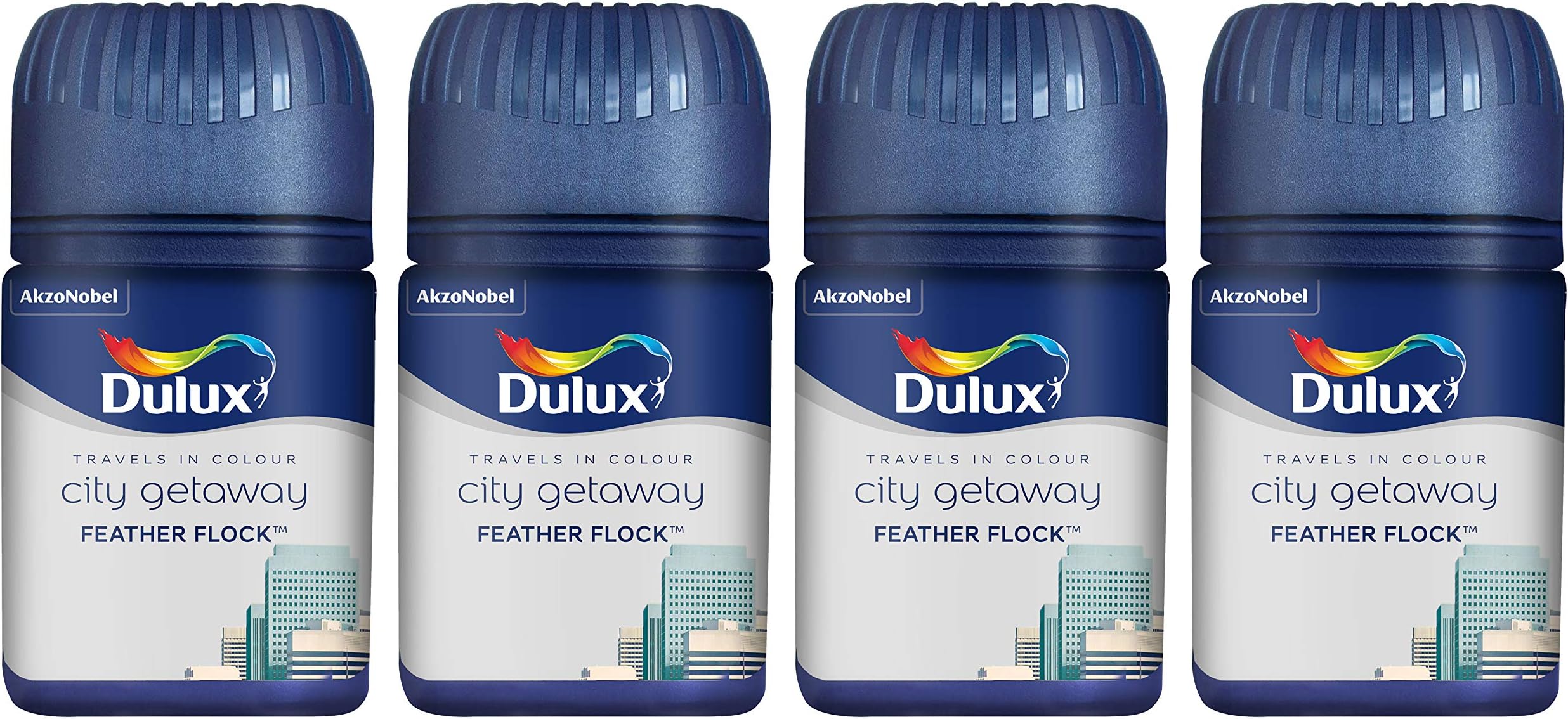 Dulux® Set of 4 Compact Wall Paint Ceiling Paint Tester Emulsion (50ml) Matt Finish Fast Colour Decorating Paint - Feather Flock