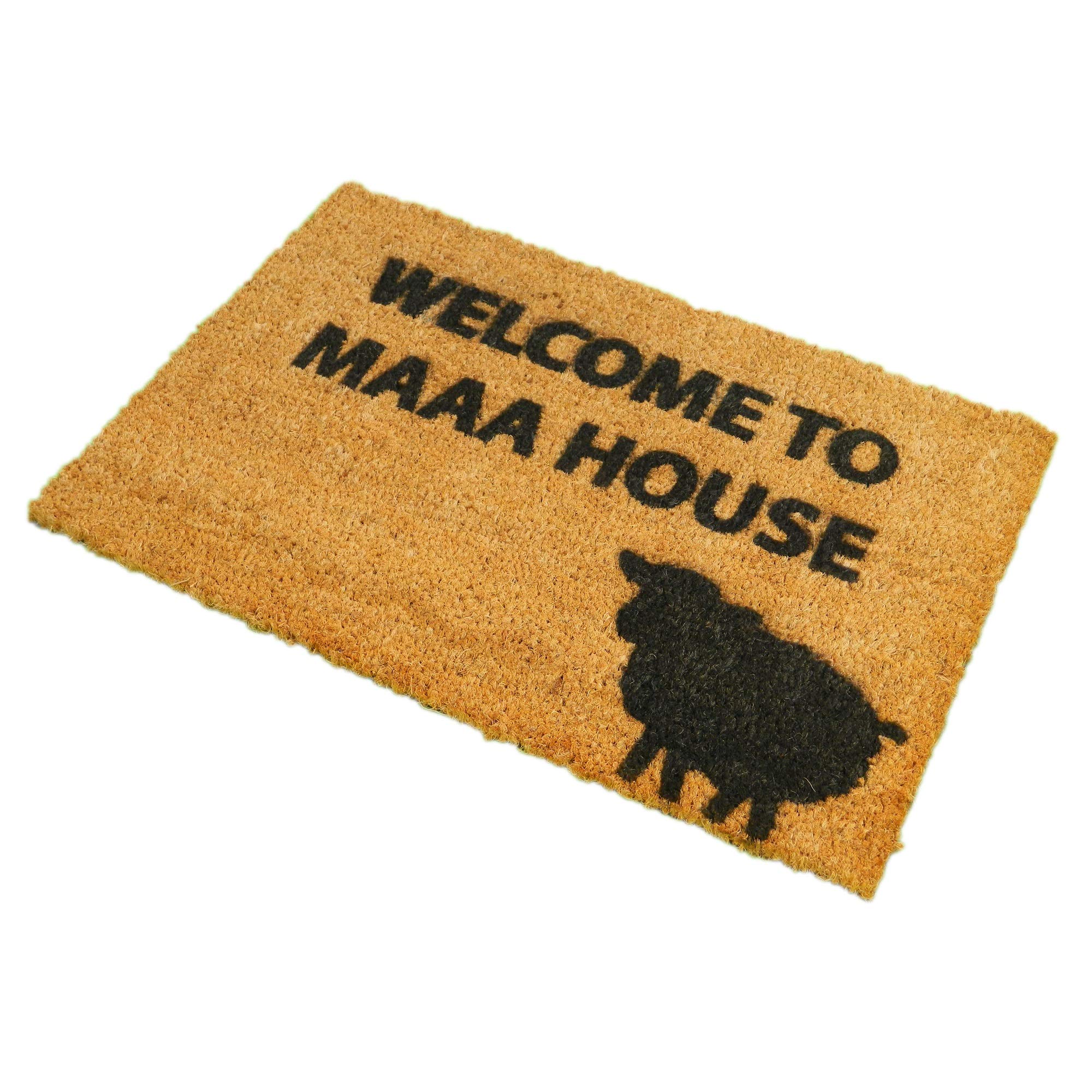 CKB LTD Welcome to Maaa House Novelty Doormat Unique Doormats Front/Back Door Mats Made with A Non-Slip PVC Backing - Natural Coir - Indoor & Outdoor