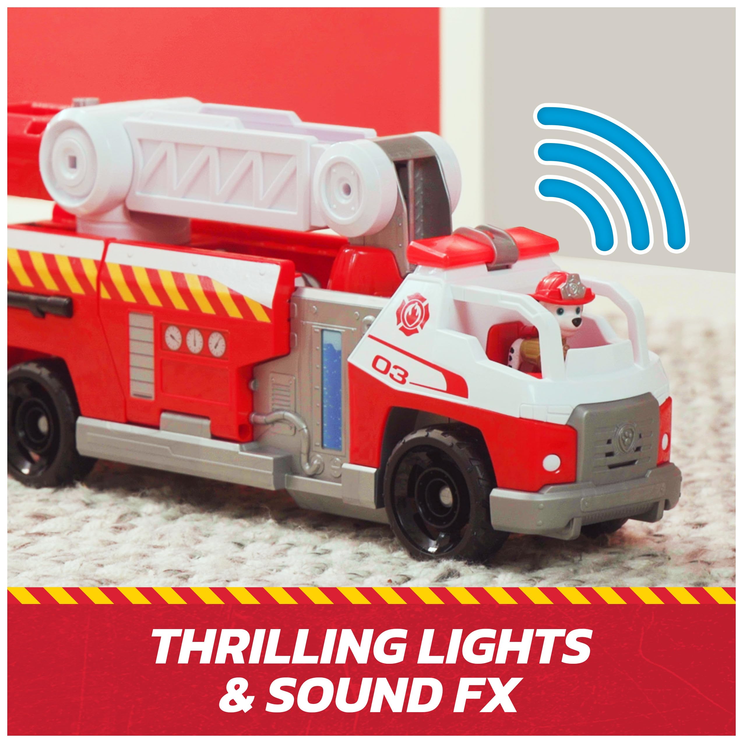 Paw Patrol Fire Rescue: Rapid Reload Fire Truck with Marshall Figure, Quick-Fire Launcher, Lights & Sounds, Kids Toys for Boys & Girls Ages 3 and Up
