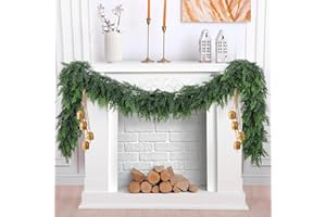 Hananona 6 FT Artificial Cedar Garlands, Real Touch Winter Cedar Cypress Garland, Green Artificial Greenery Pine Garland for Table, Mantle, Wall, Indoor, Outdoor Christmas Decorations (1, 6 FT)