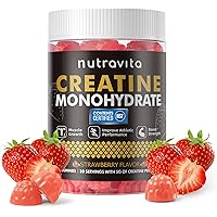 Creatine Monohydrate Gummies for Men & Women-5g of Creatine Monohydrate per Serving - Sugar Free,Vegan, Strawberry Flavor, 12