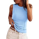 PRETTYGARDEN Sleeveless Tops for Women 2026 Summer Ribbed Tank Top Fitted Shirts Basic Tees Cute Spring Going Out Y2k Clothes