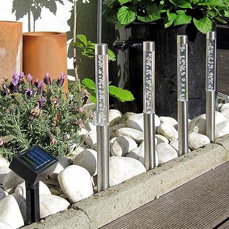 4er Set Edelstahl Acryl Solar Led Garten Sticks Solarleuchte Dammerungssensor Leuchte Lampe Wegeleuchte Wegbeleuchtung Garten Terrasse Amazon De Garten