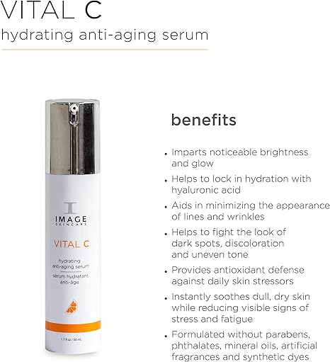 Vital C By Image Skincare Hydrating Anti Aging Serum 1 7 Fl Oz 50ml Amazon Co Uk Beauty