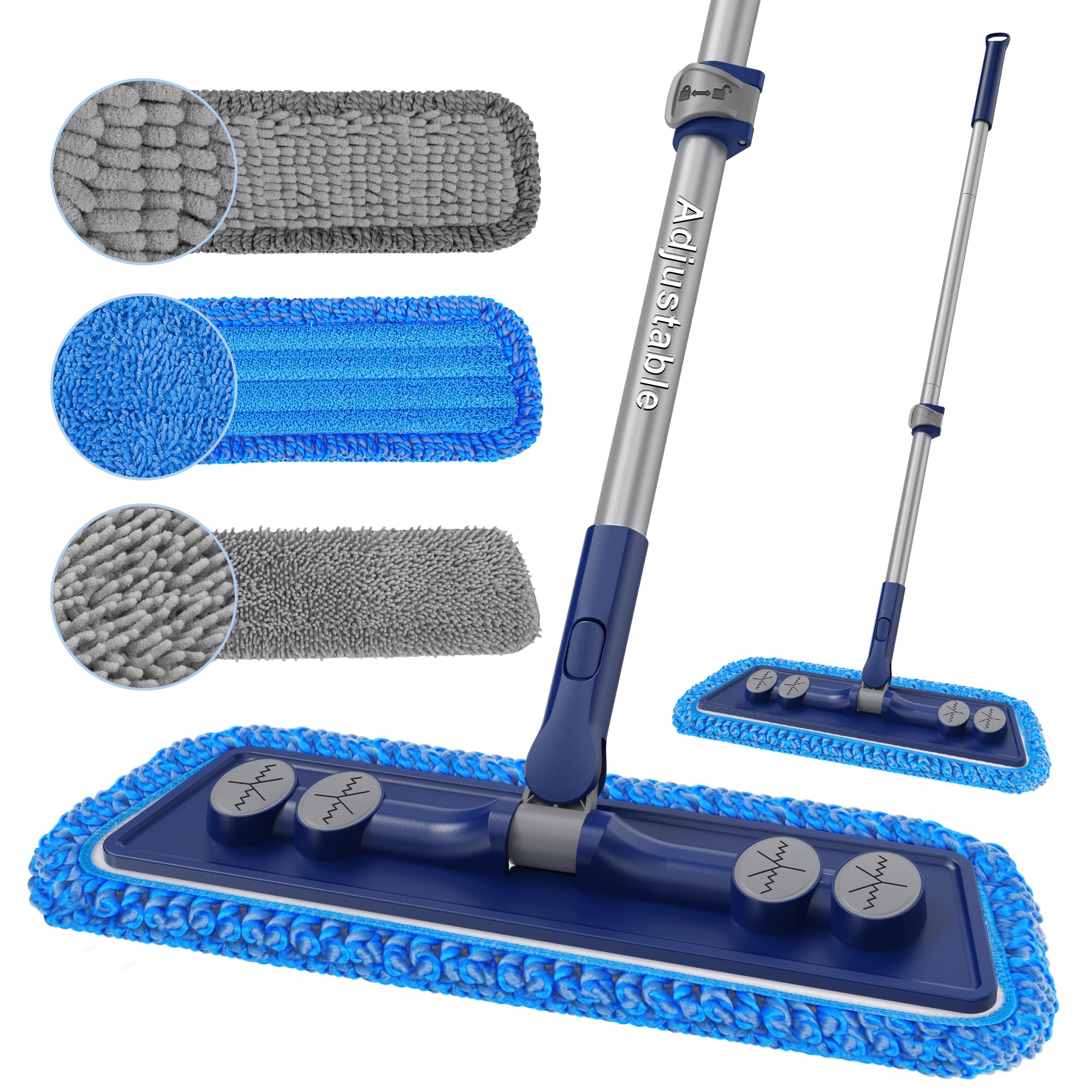 Photo 1 of FORSPEEDER Microfiber Mops for Floor Cleaning - 3 Thickened Washable Pads - Floor Dusters for Hardwood with 55” Adjustable Handle - Wet Dry Dust Mop for Pet Hairs Walls Tile Wood Laminate Home Kitchen