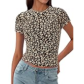 BTFBM Womens Sheer Mesh Summer Tops 2025 Crewneck Short Sleeve Print Ruched Crop Top Slim Fit Club Going Out T Shirts