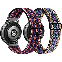 2 Pack Stretchy Bands Compatible with Samsung Galaxy Watch 4 40mm 44mm/Watch 4 Classic 42mm 46mm, 20mm Nylon Strap for…