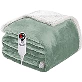 Electric Heated Blanket Full Size 72"x84", Soft Flannel with Overheat Protection, 9 Adjustable Heat Settings & 10-Hour Auto-Off Timer, Fast Heating for Winter Comfort, Light Green