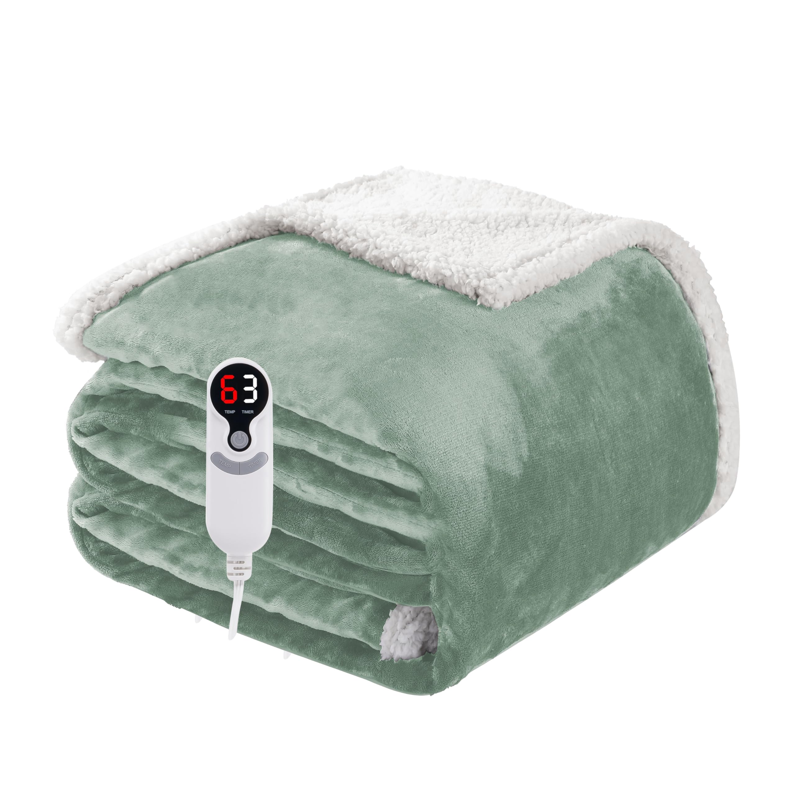 Photo 1 of Electric Heated Blanket Full Size 72"x84", Soft Flannel with Overheat Protection, 9 Adjustable Heat Settings & 10-Hour Auto-Off Timer, Fast Heating for Winter Comfort, Light Green