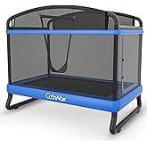 6FT Rectangle Toddler Trampoline with Swing & Horizontal Bar, Enclosure Safety Net, ASTM Approved – Indoor/Outdoor Kids Tramp