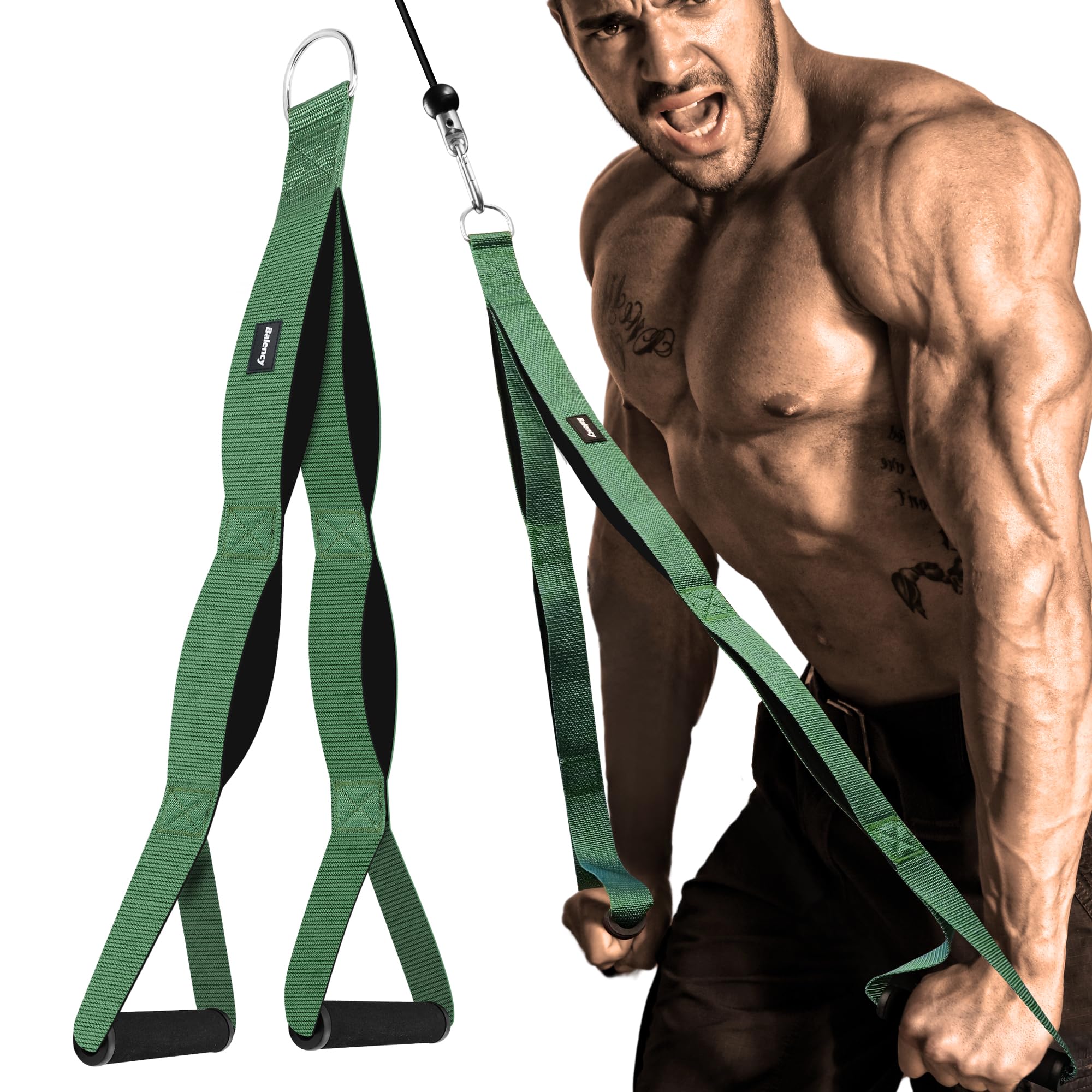Photo 1 of Tricep Rope Cable Attachment Handles, Tricep Pull Down Attachment for Cable Machine, 3 Lengths Tricep Rope for Face Pull, Push Down, Tricep Extension, Cable Rope Attachment for Gym Home Workout