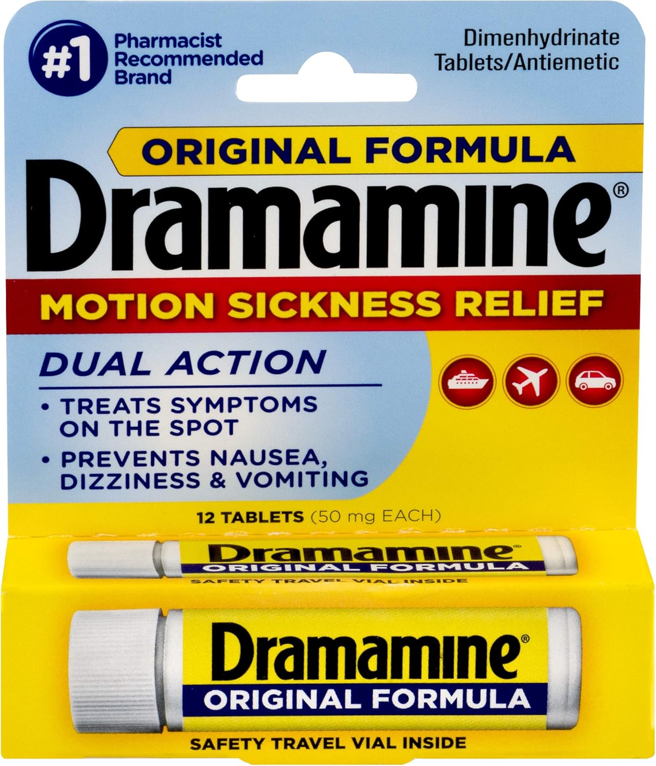 Dramamine Original Formula Motion Sickness Relief | 12 Count (10831248001972)