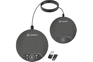 N newline Conference Speaker and Microphone, 2pk Bundle Conference Microphone w/Daisy Chain, 360° Voice Pickup, Noise Reduction, Bluetooth Speakerphone for Large Meetings Team Zoom, NewPie 90