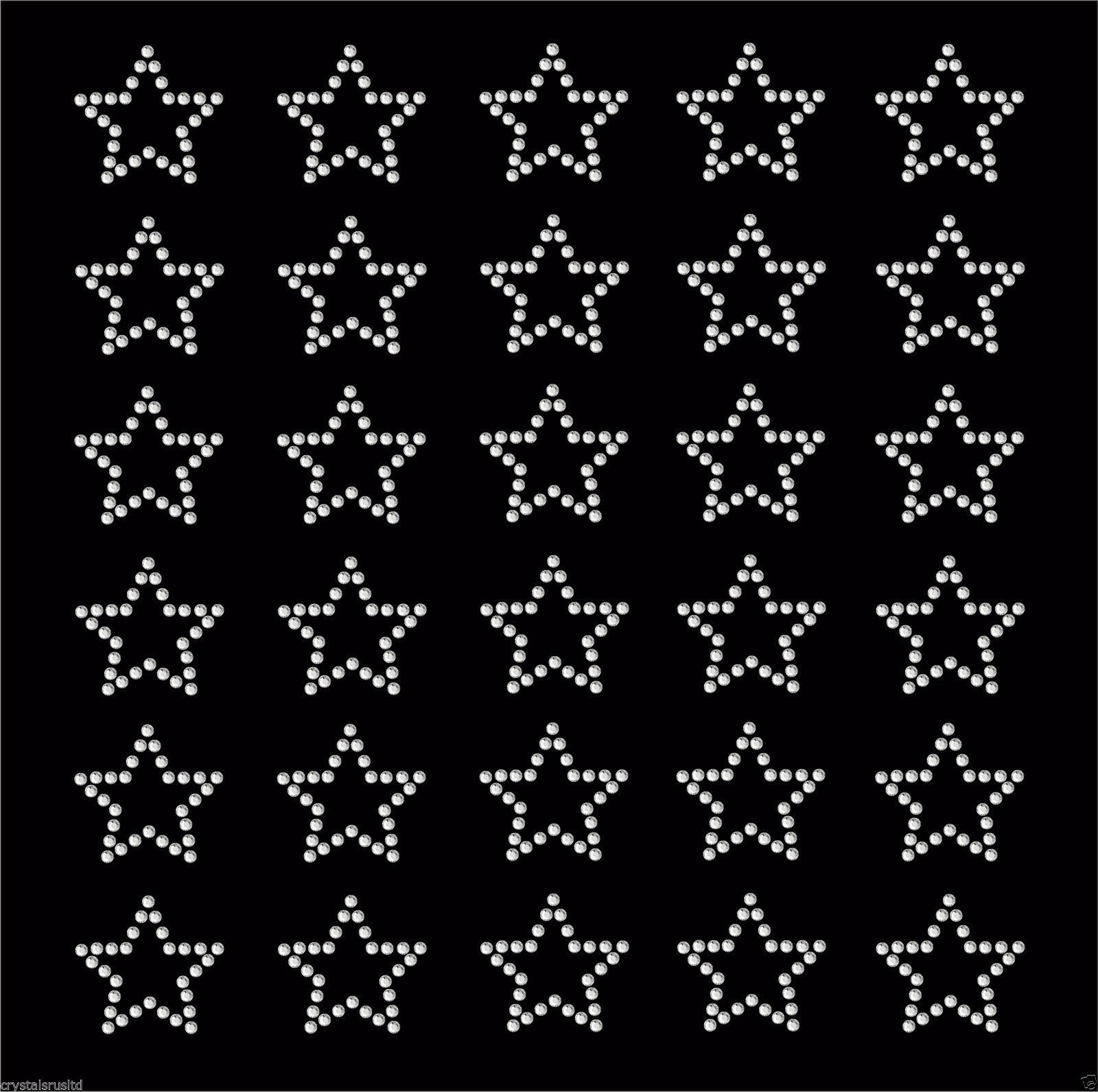 Clear 30 Star Iron-On Rhinestone Crystal Bead Gem Bling