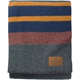 Pendleton Yakima Camp Blanket Full Queen 90" x 90" - Wool Cotton | Soft and Durable Throw for Home and Travel - Lake