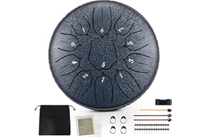 VPXECS Steel Tongue Drum, 6 Inch 11 Notes Rain Drum for Outside, Hand Pan Drum with Music Book, Mallets and Carry Bag, for Musical Education Meditation Yoga, Gifts for Kids, Adult, Friends (Navy Blue)