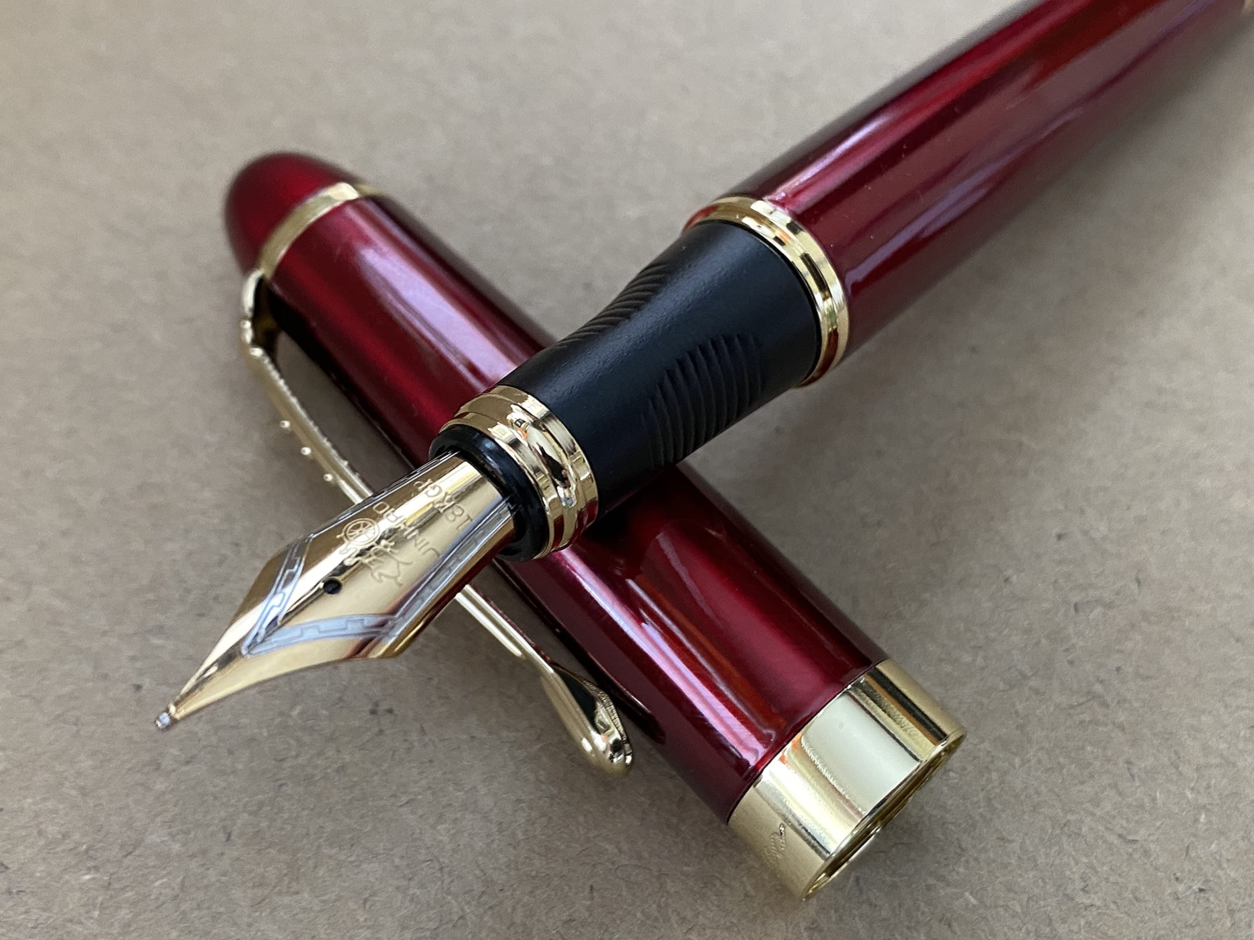 Rhapsody Jinhao x450 Fountain Pen 0.5mm Medium-Fine Nib Ink Pens (Maroon-Metallic)