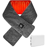 ROWARMSEY Neck Heating Pad Cordless with 5000mAh Power Bank,Neck Warmer for Pain Relief & Stiffness, Heated Neck Wrap with 3 Temperature Settings, Machine Washable & Portable (Grey)