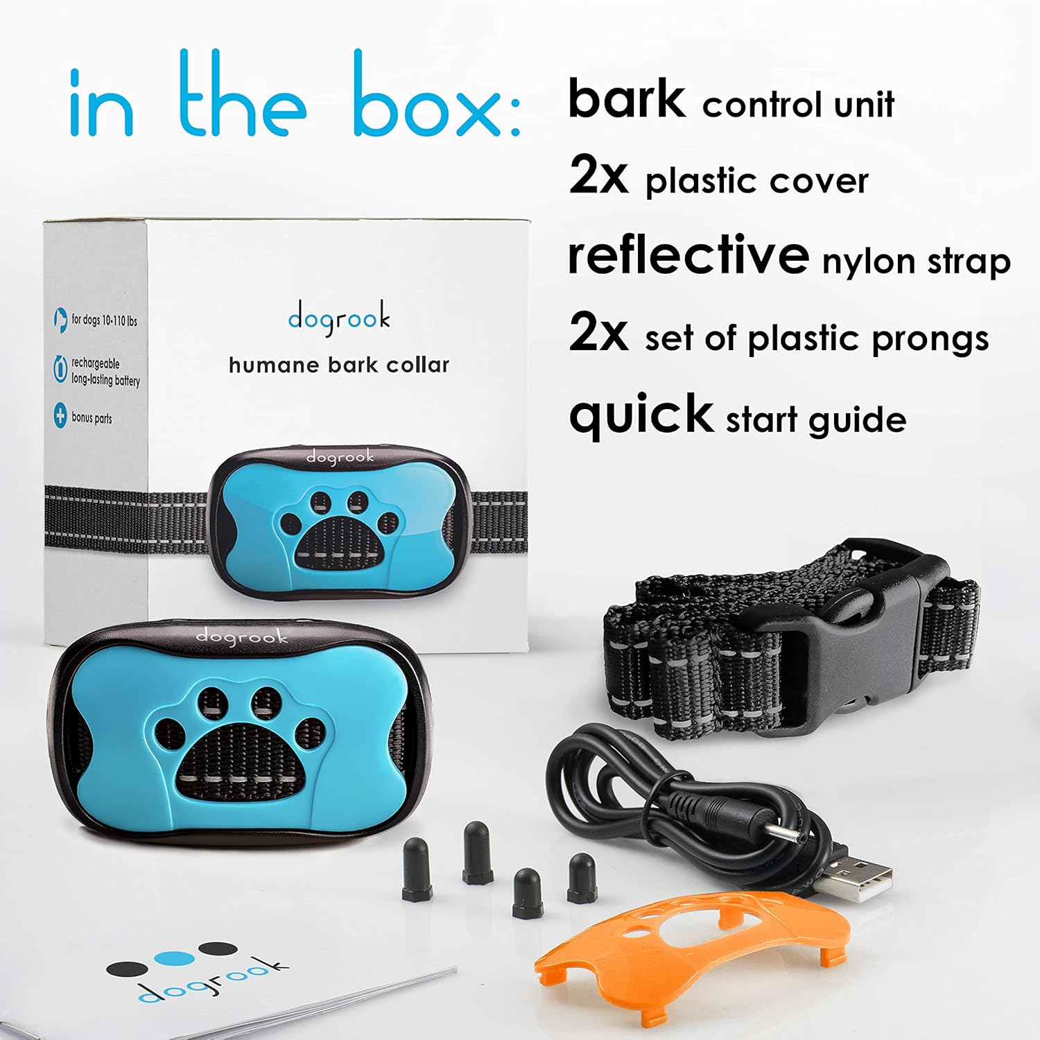 DogRook Rechargeable Dog Bark Collar - Humane, No Shock Barking Collar - w/2 Vibration & Beep Modes - Small, Medium, Large Dogs Breeds - No Harm Training - Automatic Action Without Remote - Adjustable : Pet Supplies
