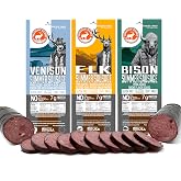 Pearson Ranch Exotic Game Meat Summer Sausage Gift Set of 3 &ndash; Elk, Bison, Venison &ndash; High Protein Keto Friendly Snacks &amp; Charcuterie Meat &ndash; Gluten-Free, Nitrate-Free, No MSG
